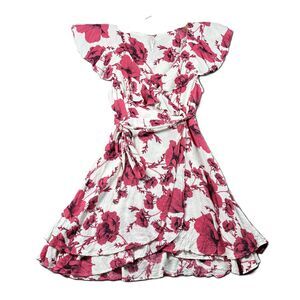 Free People Wrap Dress French Quarter Mini Girly Floral White Pink Small L209